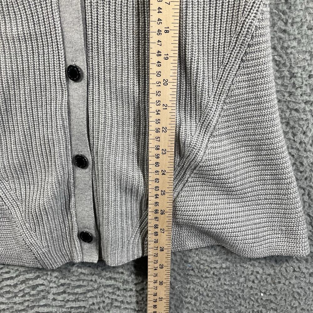 White House Black Market Structured Cardigan M Heather Mercury Grey Ribbed NWT - Picture 8 of 10